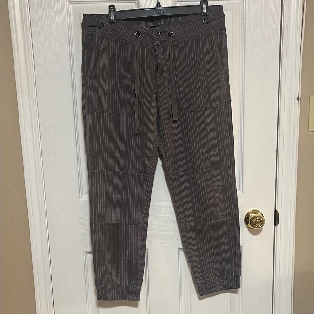 Prana 8 Linen Blend Striped Grey Pants